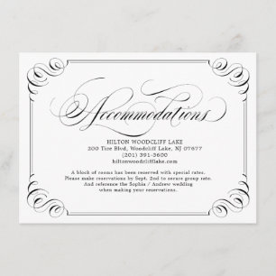 Elegant vintage flourish calligraphy accommodation enclosure card