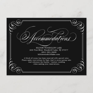 Elegant vintage flourish calligraphy accommodation enclosure card
