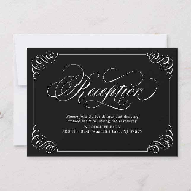Elegant vintage flourish calligraphy reception invitation (Front)