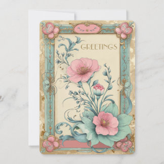 Elegant Vintage Flower Floral Bouquet Timeless   Holiday Card