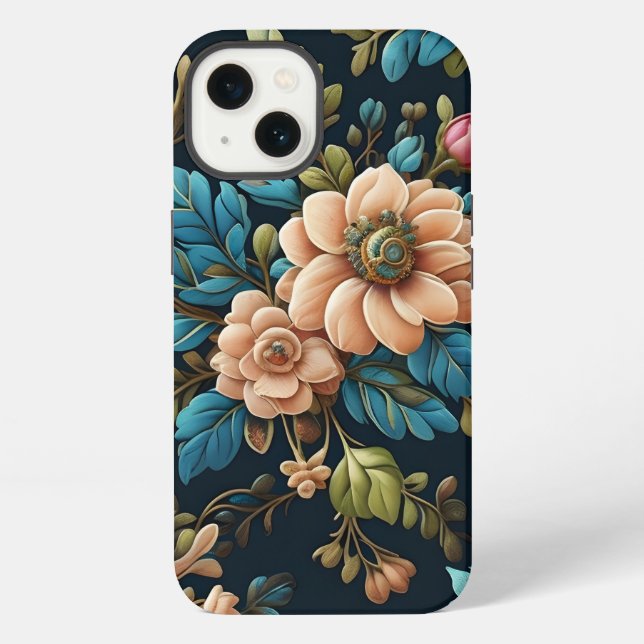 Elegant Vintage Flower Pattern iPhone Case (Back)