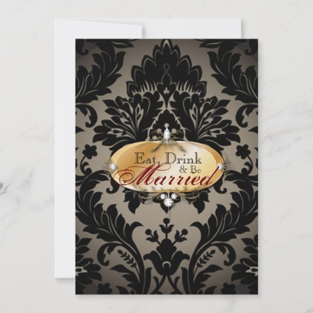 Elegant vintage formal damask rehearsal dinner invitation (Front)