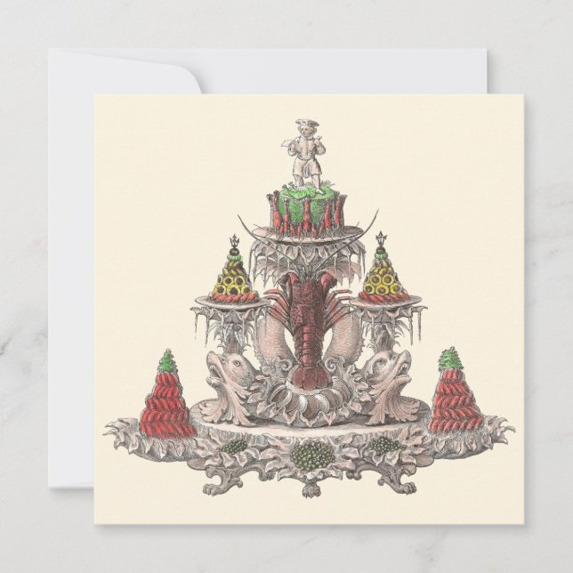 Elegant Vintage French Crawfish / Crayfish Boil Invitation (Front)