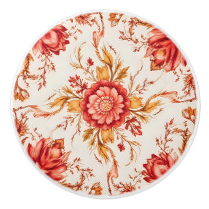 Elegant Vintage French Engraved Floral Pattern Ceramic Knob