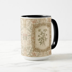 Elegant Vintage French Engraved Floral Pattern Mug