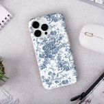 Elegant Vintage French Engraved Floral Toile-Blue Case-Mate iPhone Case<br><div class="desc">Elegant and ornate vintage blue and white toile de jouy pattern featuring exotic flowers,  vines and foliage intertwined with garlands and baskets of roses. This pattern was adapted from an historic French textile fragment ca 1910 in the Smithsonian collection. Pattern is high res but cannot be tiled.</div>