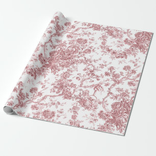 Elegant Vintage French Engraved Floral Toile-Blue Wrapping Paper