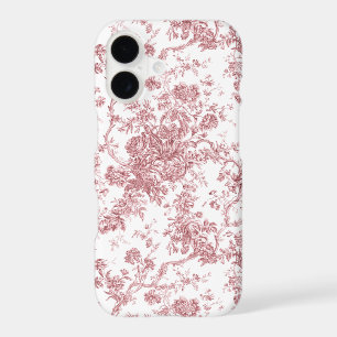 Elegant Vintage French Engraved Floral Toile-Pink