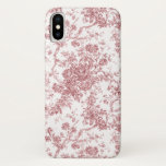 Elegant Vintage French Engraved Floral Toile-Pink Case-Mate iPhone Case<br><div class="desc">Elegant and ornate pink and white vintage toile de jouy pattern featuring exotic flowers,  vines and foliage intertwined with garlands and baskets of roses. This pattern was adapted from an historic French textile fragment ca 1910 in the Smithsonian collection. Pattern is high res but cannot be tiled.</div>