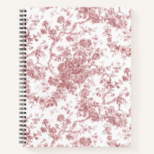 Elegant Vintage French Engraved Floral Toile-Pink Notebook