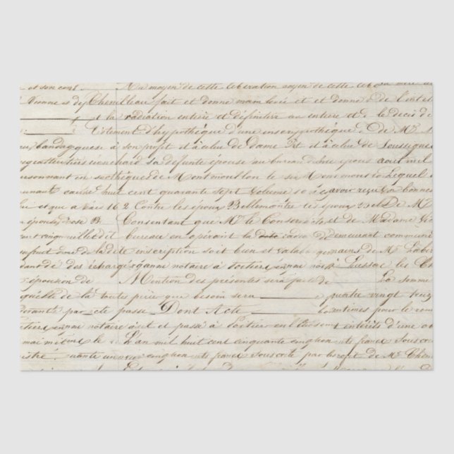 Elegant Vintage French Handwritten Letter Script Tissue Paper (Front)