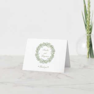 Elegant Vintage French Sage Green Floral Thank You Card