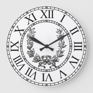 Elegant Vintage French Wreath Personalise Large Clock