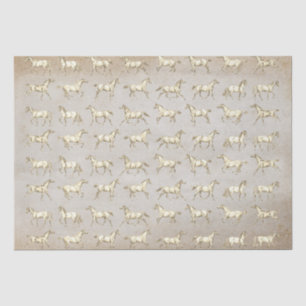 Elegant Vintage Galloping Horses Beige Toile  Tissue Paper