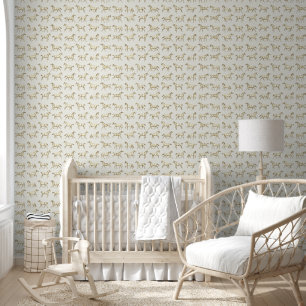 Elegant Vintage Galloping Horses Beige Wallpaper