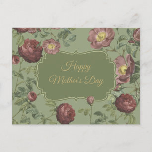 Elegant Vintage Garden Roses Happy Mother's Day Postcard