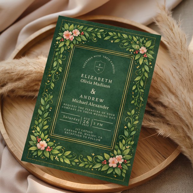 Elegant Vintage Garden Wedding Invitation (Creator Uploaded)