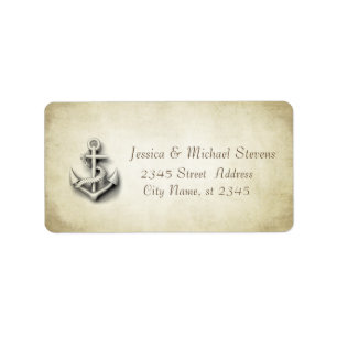 Elegant vintage gentle wedding nautical anchor label