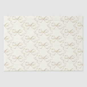Elegant Vintage Girly Preppy Bows Beige Toile Tissue Paper