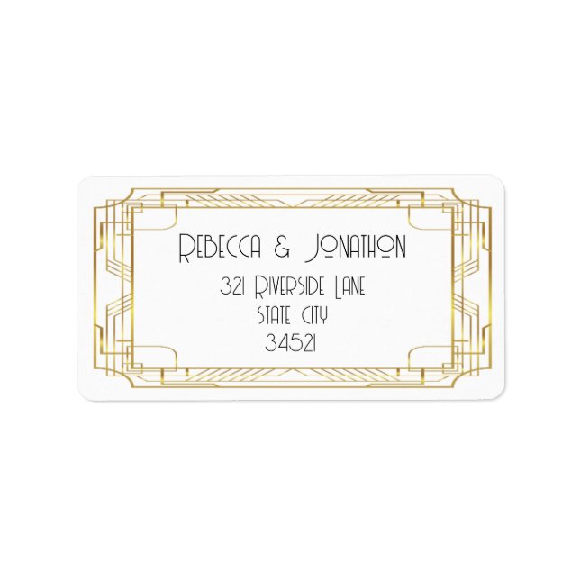 Elegant Vintage Gold Art Deco Address Label (Front)