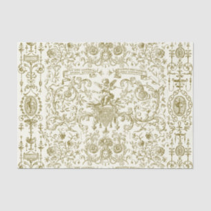 Elegant Vintage Gold Beige Baroque Floral  Tissue Paper