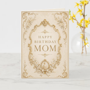 Elegant Vintage Gold Birthday Card for Mom