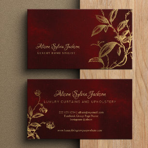 Elegant vintage gold burgundy  business card