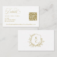 Elegant Vintage Gold Crest QR Code Wedding Logo