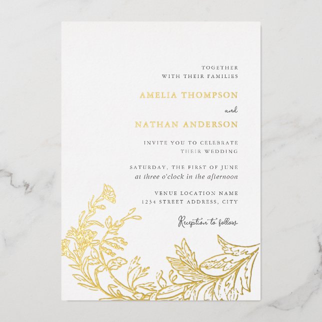 Elegant Vintage Gold Floral Wedding (Front)