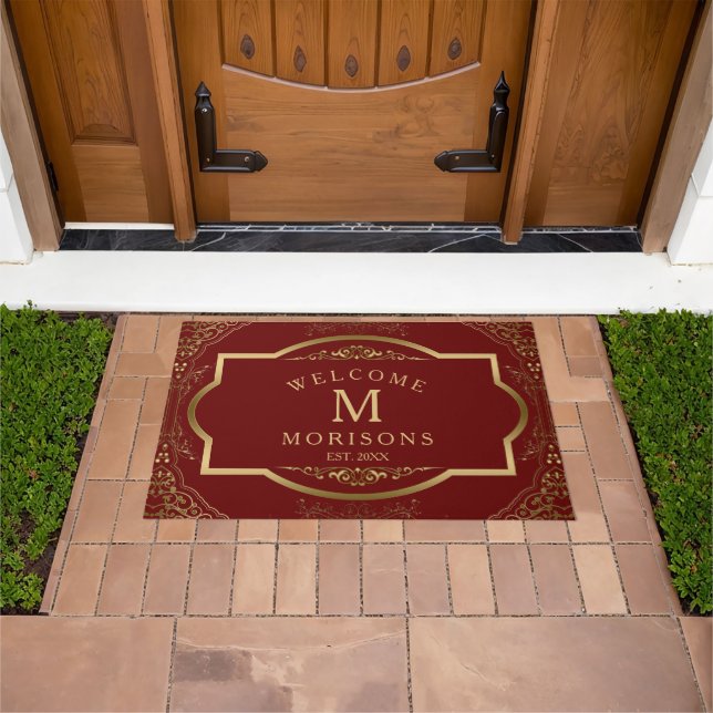 Elegant Vintage Gold Frame On Red Doormat (Outdoor)
