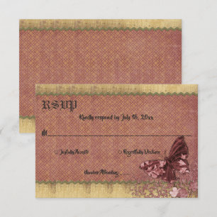 Elegant Vintage Gold Glitter Classy Formal Wedding RSVP Card