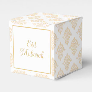 Elegant Vintage Gold Script Eid Mubarak Gift Cube Favour Box