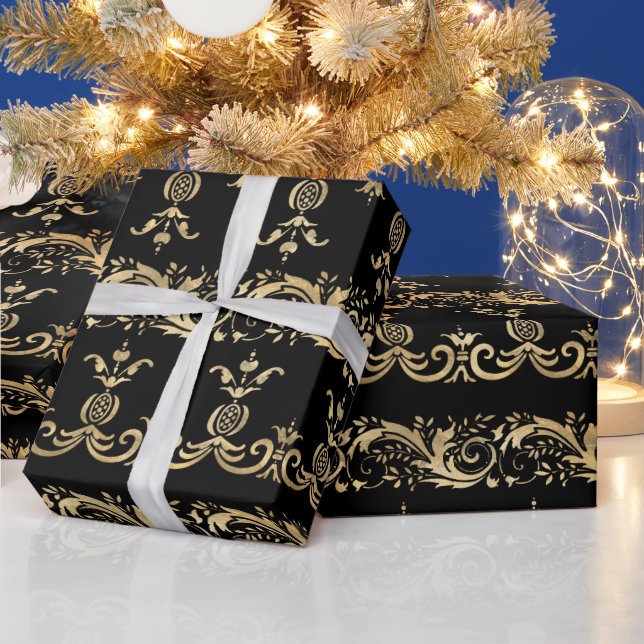 Elegant Vintage Golden Scroll Wrapping Paper (Holidays)