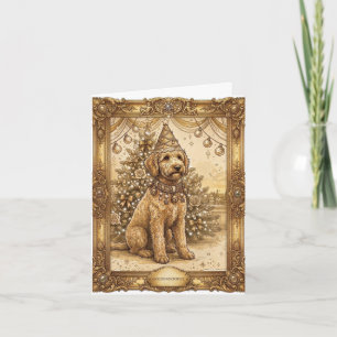 Elegant Vintage Goldendoodle Christmas Card