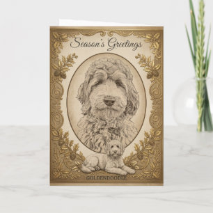 • Elegant Vintage Goldendoodles  Season's Greeting Holiday Card