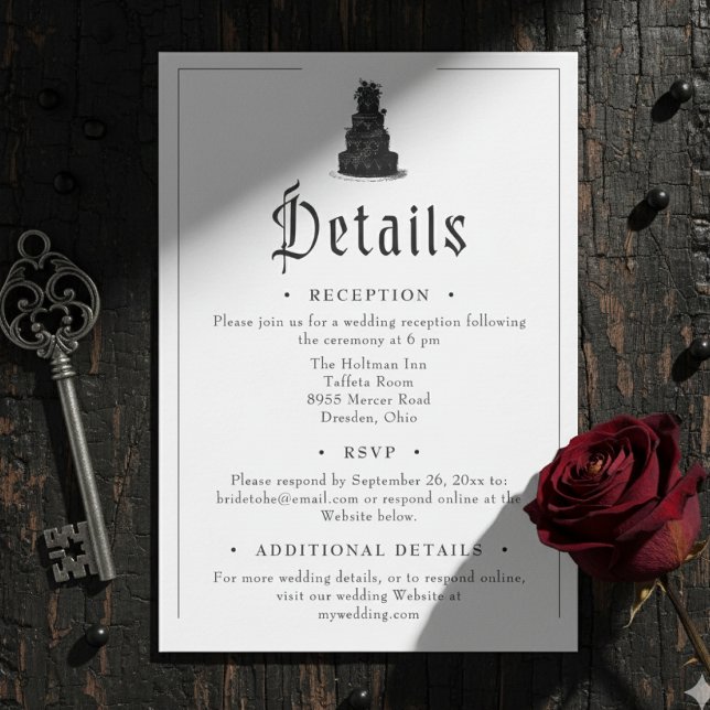 Elegant Vintage Gothic Black Toile Wedding Enclosure Card (Creator Uploaded)