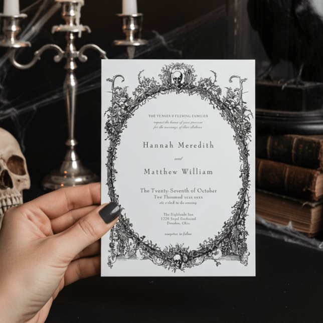 Elegant Vintage Gothic Black Toile Wedding Invitation (Creator Uploaded)