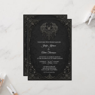 Elegant Vintage Gothic Halloween Wedding Invitation