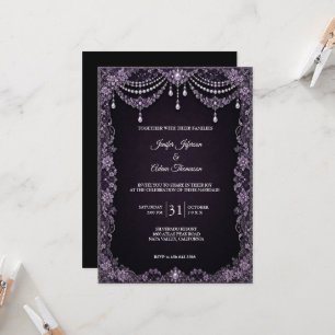 Elegant Vintage Gothic Halloween Wedding Invitation