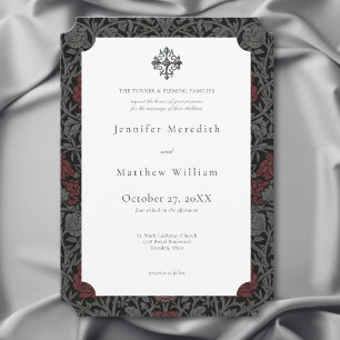 Elegant Vintage Gothic Moody Botanical Wedding Invitation
