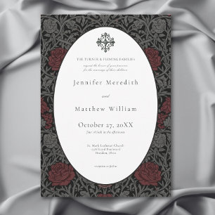 Elegant Vintage Gothic Moody Botanical Wedding Invitation