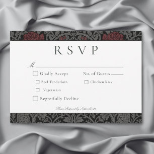 Elegant Vintage Gothic Moody Botanical Wedding RSVP Card