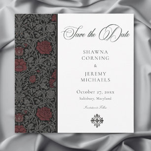 Elegant Vintage Gothic Moody Botanical Wedding Save The Date