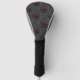 Elegant Vintage Gothic Pattern with Red Roses Golf Head Cover
