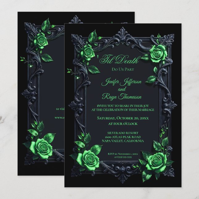 Elegant vintage Gothic wedding invitation (Front/Back)