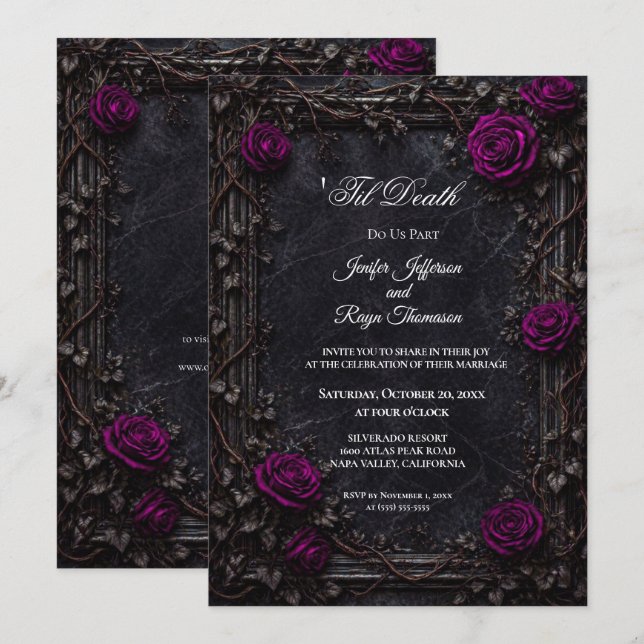 Elegant vintage Gothic wedding invitation (Front/Back)