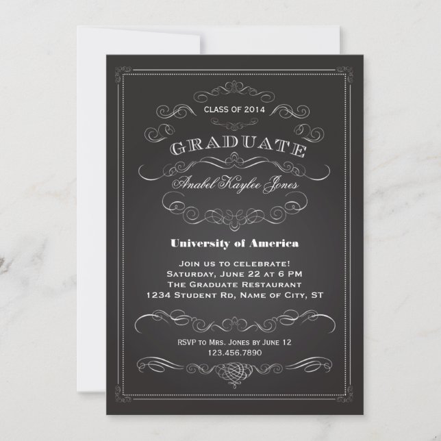 Elegant Vintage Graduation Invitation (Front)