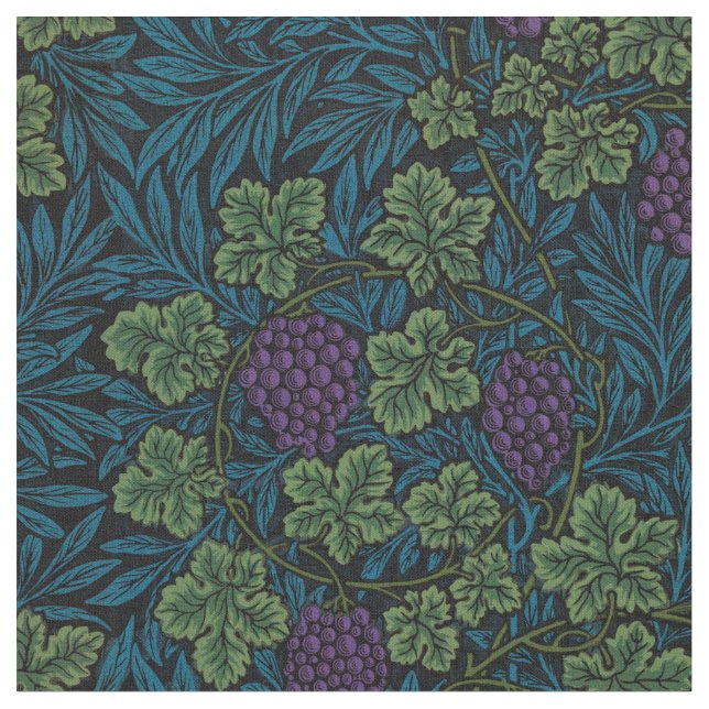 Elegant Vintage Grape Vines Fabric (Close Up)