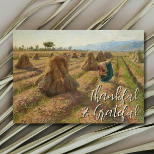 Elegant Vintage Grateful and Thankful Harvest Holiday Card