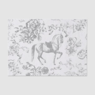 Elegant Vintage Gray Horse Flowers Tissue Paper